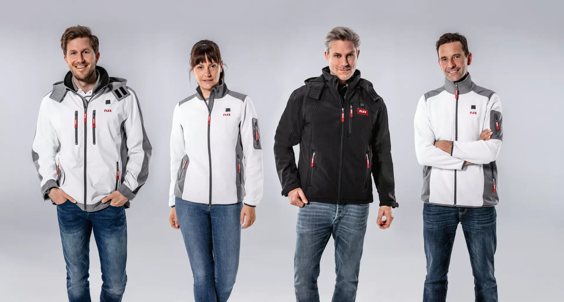 FLEX TJ White 10.8/18.0 L Men  Verwarmde jas met accu, softshell