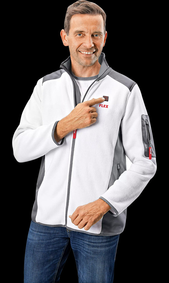 FLEX TF White 10.8/18.0 L Men Verwarmde jas met accu, fleece