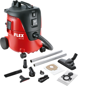 FLEX VC 21 L MC + vliesfilterzakken – Veiligheidsstofzuiger met manuele filterreiniging, 20 l, klasse L