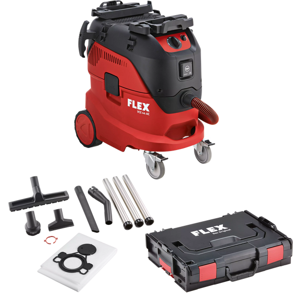 FLEX VCE 44 L AC-set + vliesfilterzakken – Veiligheidsstofzuiger met automatische filterreiniging, 42 l, klasse L