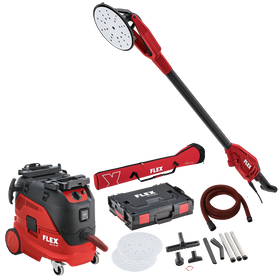 FLEX GE 6 X-EC + VCE 33 L AC Set + Schuurpapier – Wand- en plafondschuurmachine Giraffe® incl. schuurpapier + veiligheidssto…