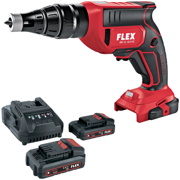 FLEX DW 45 18.0-EC C + P-Set 22 Q – Accu-droogbouwschroever 18,0 V