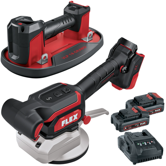 FLEX VLP 18.0 C + TV 18-EC C + P-Set 22 Q – 18 V accu vacuümheffer Grabo en tegeltriller