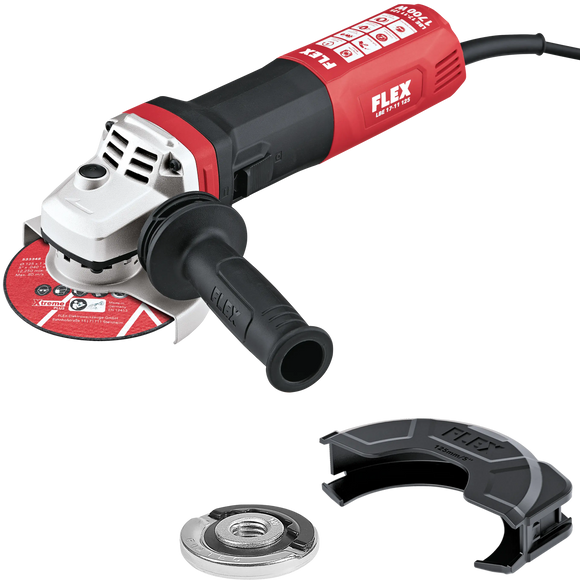 FLEX LBE 17-11 125 + FixTec – 1700 Watt haakse slijper met variabel toerental en rem, 125 mm