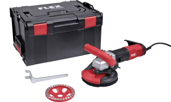 FLEX LD 16-8 125 R, Kit Turbo-Jet II – Compacte betonschuurder voor naadloos, stofvrij schuren, 125 mm