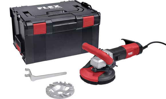 FLEX LDE 16-8 125 R, Kit TH-Jet – Betonschuurder met variabel toerental voor stofvrij schuren tot de rand, 125mm