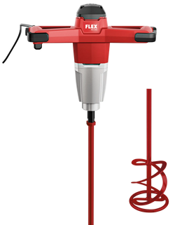 FLEX MXE 1000 + HP2 120 – Mengmachine met 1 versnelling en gasgeefschakelaar, 1010 Watt