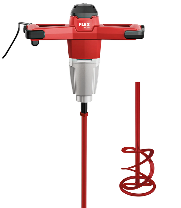FLEX MXE 1000 + HP2 120 – Mengmachine met 1 versnelling en gasgeefschakelaar, 1010 Watt