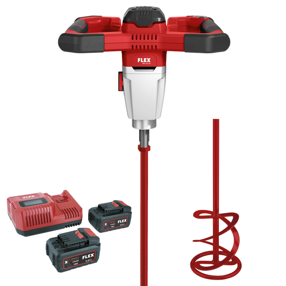 FLEX MXE 18.0-EC/5.0 Set + HP2 120 – 2-snelheden accu mengmachine met 3-traps toerentalschakelaar 18,0 V